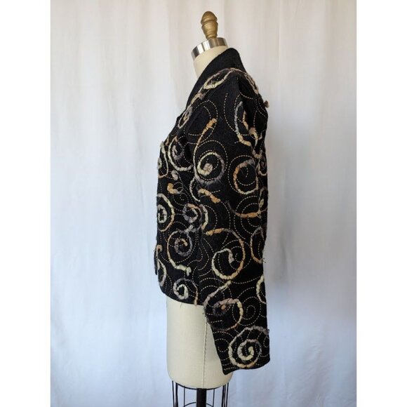 Icelandic Designs Sweater Women's Small Cardigan Boiled Wool Embroidered Artsy - Picture 2 of 8